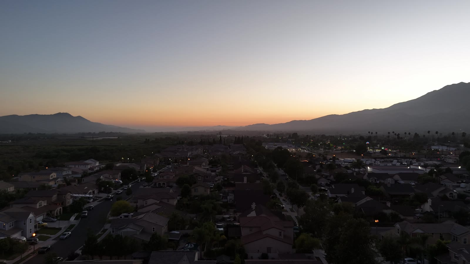 Aerial frame establishing a hillside residential community